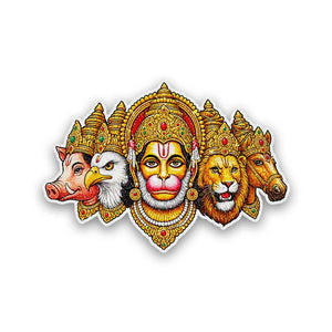 Panchmukhi Hanuman Faces Glitter Sticker - Glitter Stickers | STICK IT UP