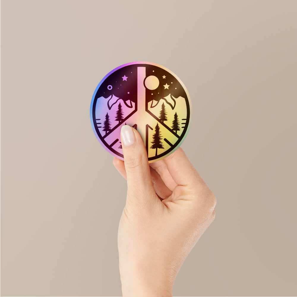 Peace Holographic Stickers waterproof vinyl decal for laptop, bike, car & bottle