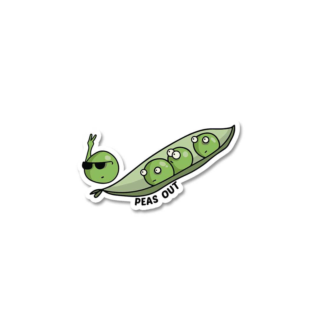 Peas Out Sticker waterproof vinyl decal for laptop, bike, car & bottle