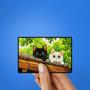 Peeking Black and White Cats Glitter Sticker - Glitter Stickers | STICK IT UP