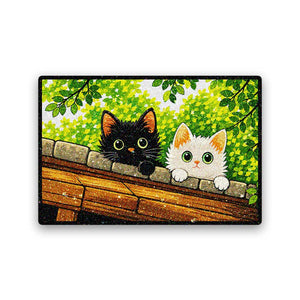 Peeking Black and White Cats Glitter Sticker - Glitter Stickers | STICK IT UP
