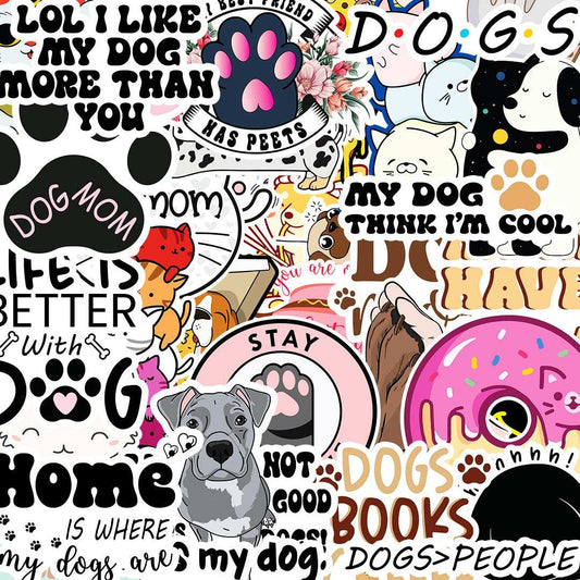 Pet Sticker Packs [50 sticker] waterproof vinyl decal for laptop, bike, car & bottle