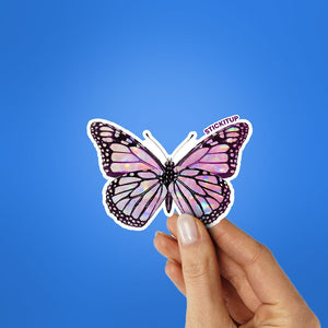 PINK BUTTERFLY Sticker waterproof vinyl decal for laptop, bike, car & bottle