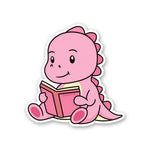Pink Dino Reading Sticker - Stickers | STICK IT UP