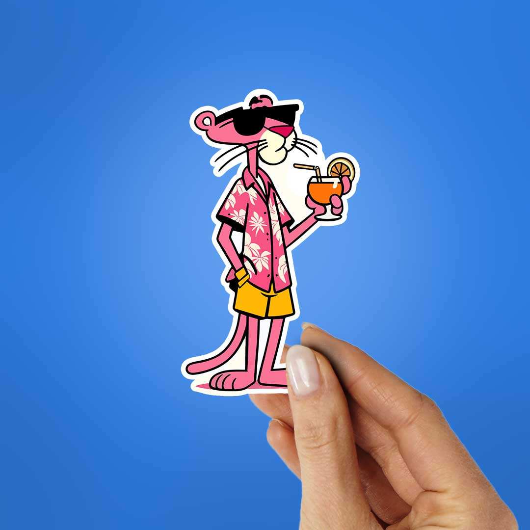 Pink Panther In Party Mood Sticker - STICK IT UP