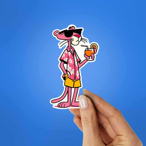 Pink Panther In Party Mood Sticker waterproof vinyl decal for laptop, bike, car & bottle