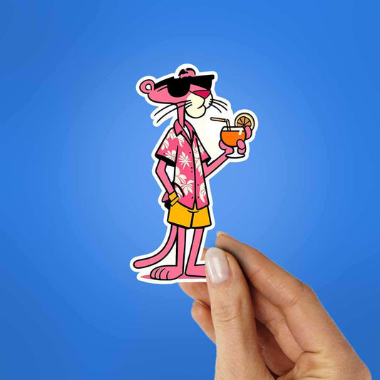 Pink Panther In Party Mood Sticker - STICK IT UP