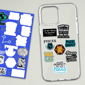 Pisces Mini Sticker Sheet waterproof vinyl decal for laptop, bike, car & bottle