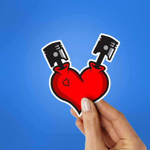 Piston Heartbeat Sticker waterproof vinyl decal for laptop, bike, car & bottle