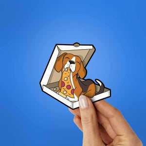 Pizza Dog Sticker waterproof vinyl decal for laptop, bike, car & bottle
