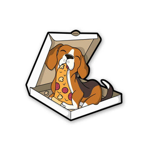 Pizza Dog Sticker waterproof vinyl decal for laptop, bike, car & bottle