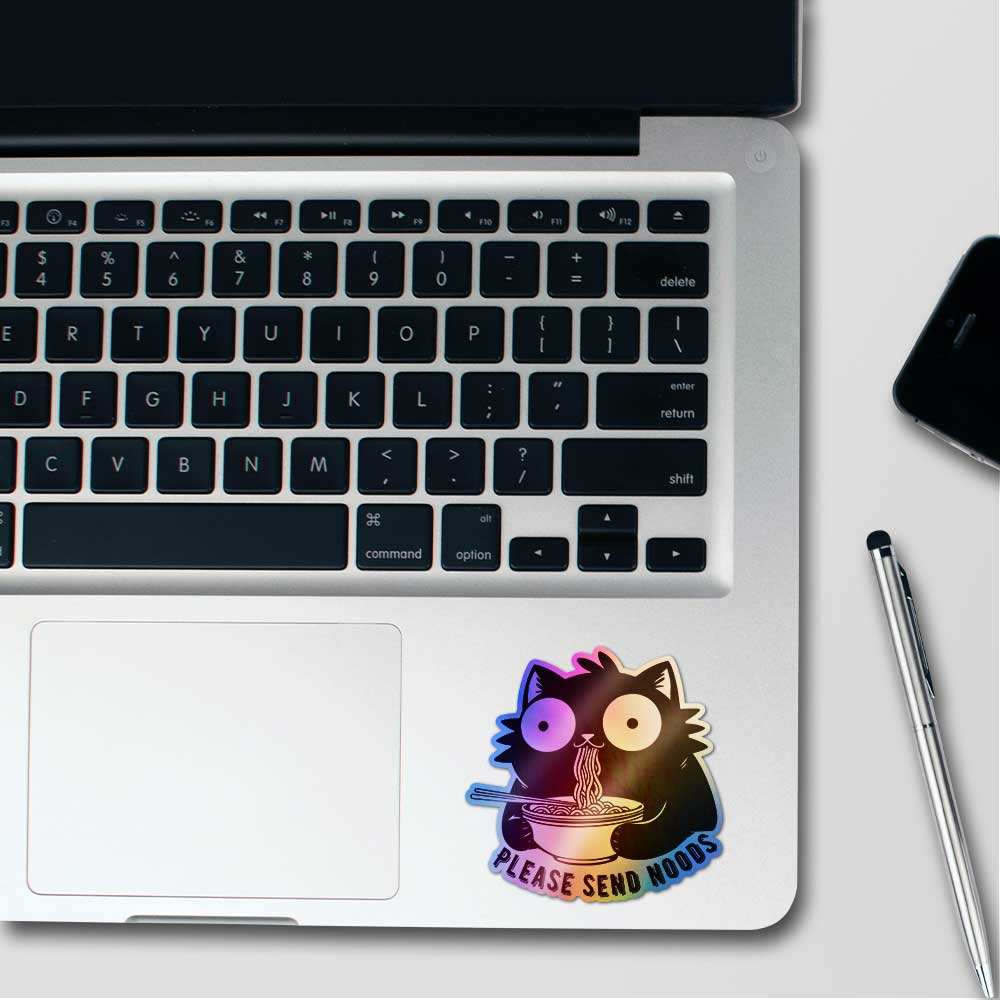 Please Send Noods Holographic Sticker waterproof vinyl decal for laptop, bike, car & bottle