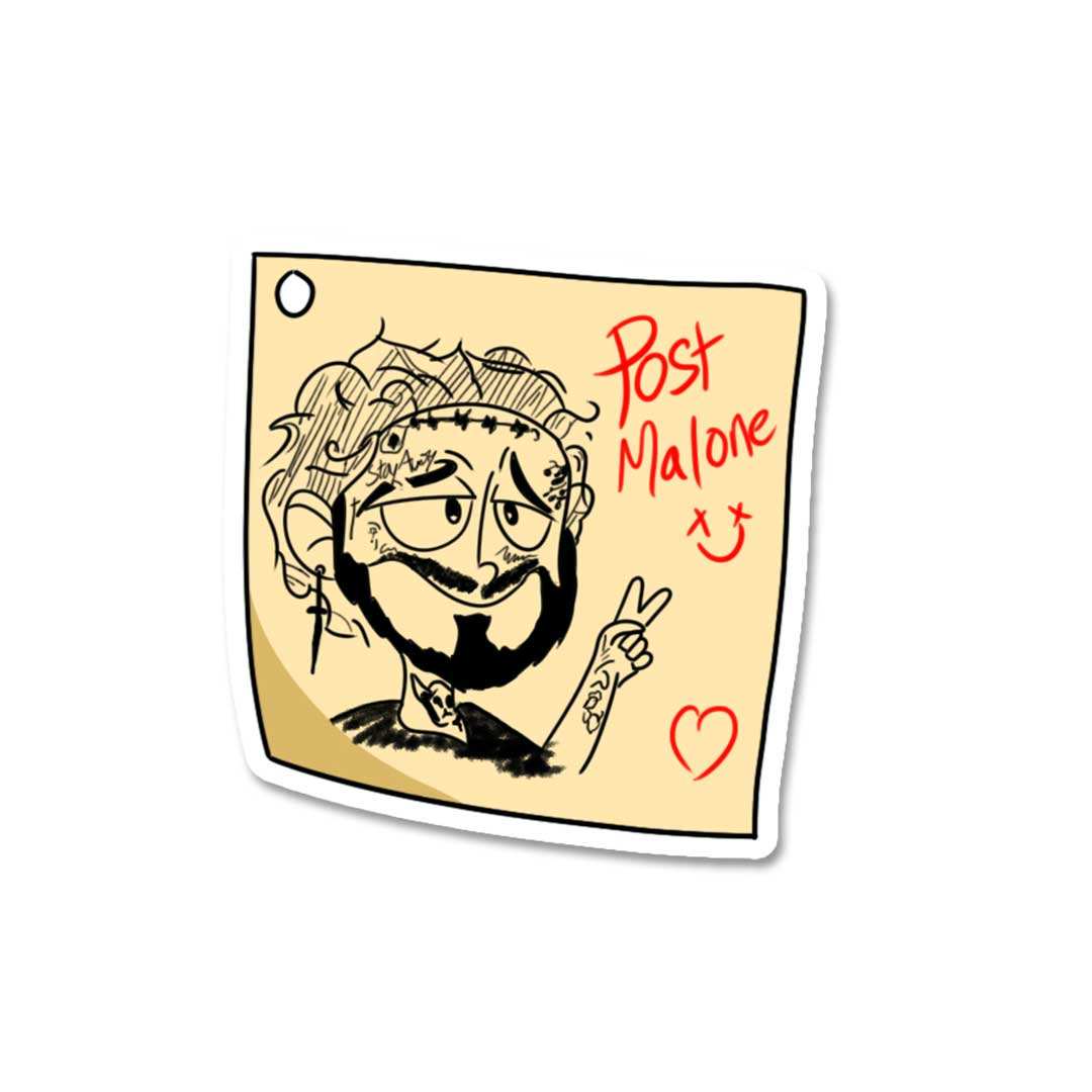 Post It Malone Sticker waterproof vinyl decal for laptop, bike, car & bottle