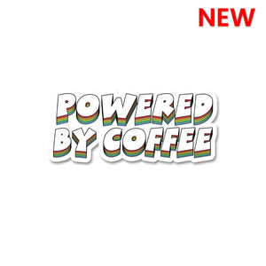 Powered By Coffee Sticker waterproof vinyl decal for laptop, bike, car & bottle