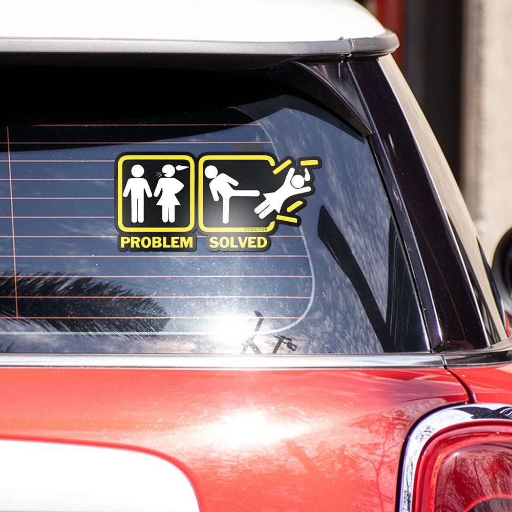 Problem Solved Bumper Sticker waterproof vinyl decal for laptop, bike, car & bottle