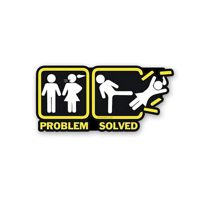 Problem Solved Sticker waterproof vinyl decal for laptop, bike, car & bottle