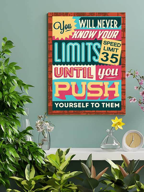 Push Your Self Canvas Art waterproof vinyl decal for laptop, bike, car & bottle