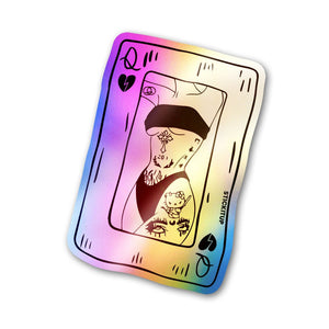 Queen Of Hearts Holographic Stickers waterproof vinyl decal for laptop, bike, car & bottle