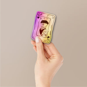 Queen Of Hearts Holographic Stickers waterproof vinyl decal for laptop, bike, car & bottle