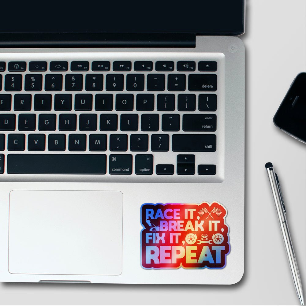 Race it Break it Fix it Holographic Stickers - Holographic stickers | STICK IT UP