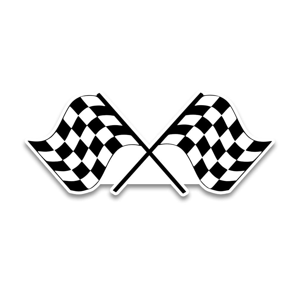Racing Flag Bumper Sticker waterproof vinyl decal for laptop, bike, car & bottle