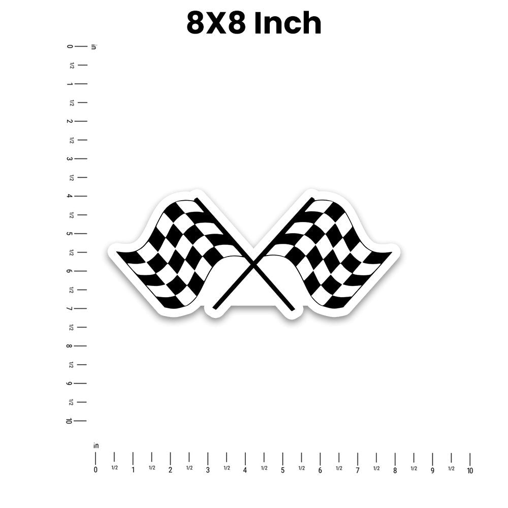 Racing Flag Bumper Sticker waterproof vinyl decal for laptop, bike, car & bottle