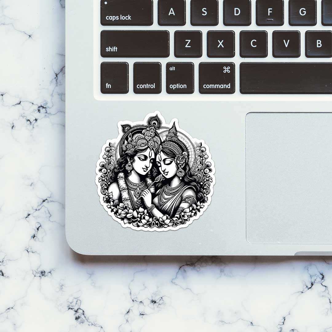 Radha Krishna 0.1 Sticker waterproof vinyl decal for laptop, bike, car & bottle