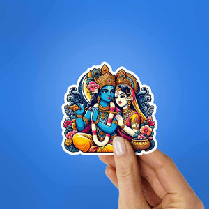 Radha Krishna Sticker waterproof vinyl decal for laptop, bike, car & bottle