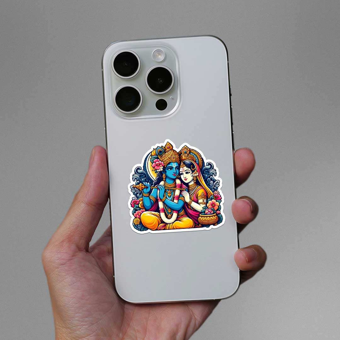 Radha Krishna Sticker waterproof vinyl decal for laptop, bike, car & bottle