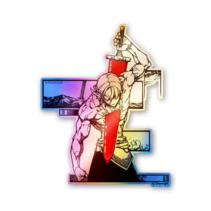 Red Armored Figure Holographic Stickers - Holographic stickers | STICK IT UP