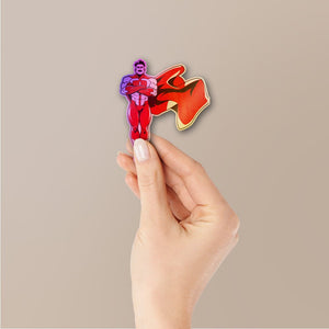 Red Cape Hero Figure Holographic Stickers - Holographic stickers | STICK IT UP