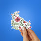 RED FLOWERS Sticker waterproof vinyl decal for laptop, bike, car & bottle