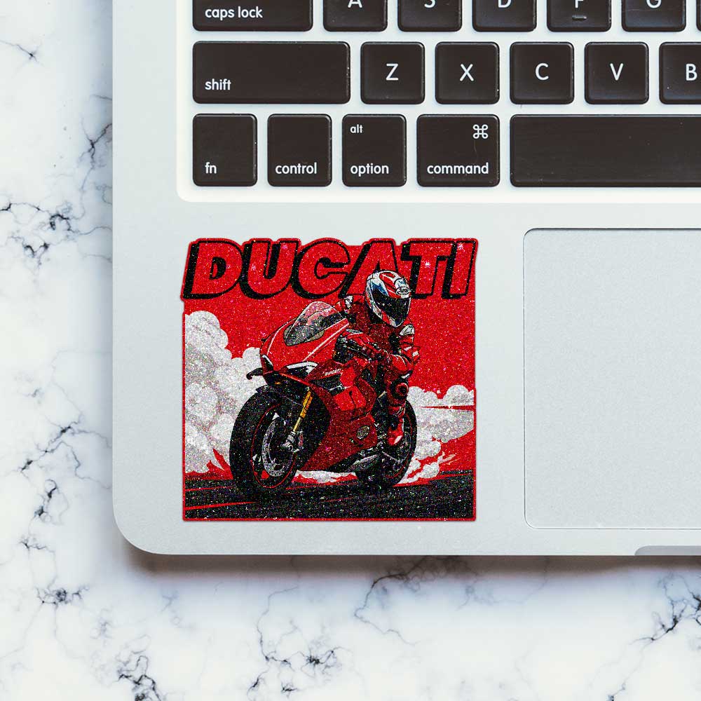 Red Racing Motorcycle Glitter Sticker - Glitter Stickers | STICK IT UP