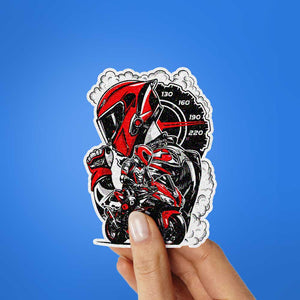 Red Sportbike Speedometer Glitter Sticker - Glitter Stickers | STICK IT UP