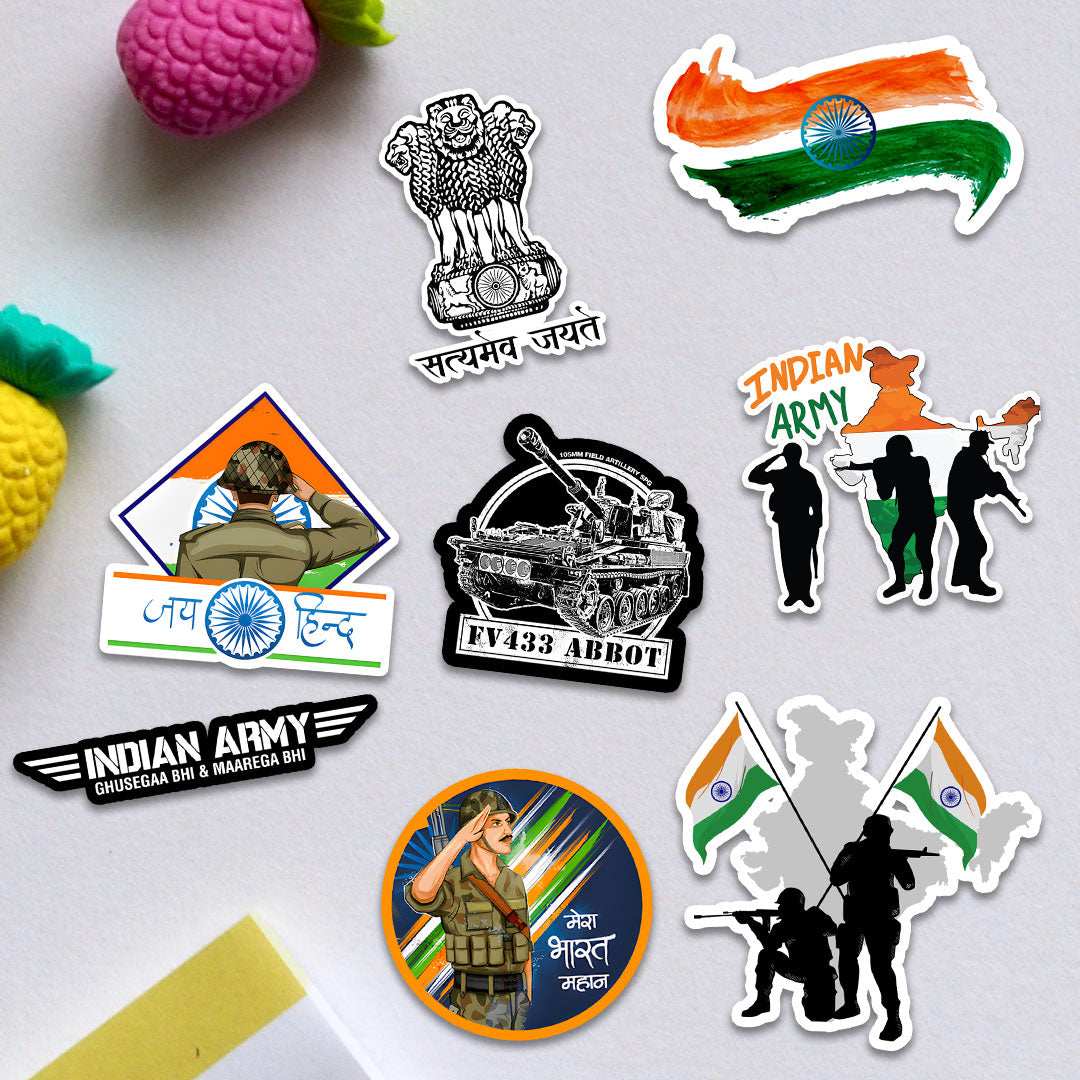 Republic Day Sticker Pack [20 Sticker] waterproof vinyl decal for laptop, bike, car & bottle