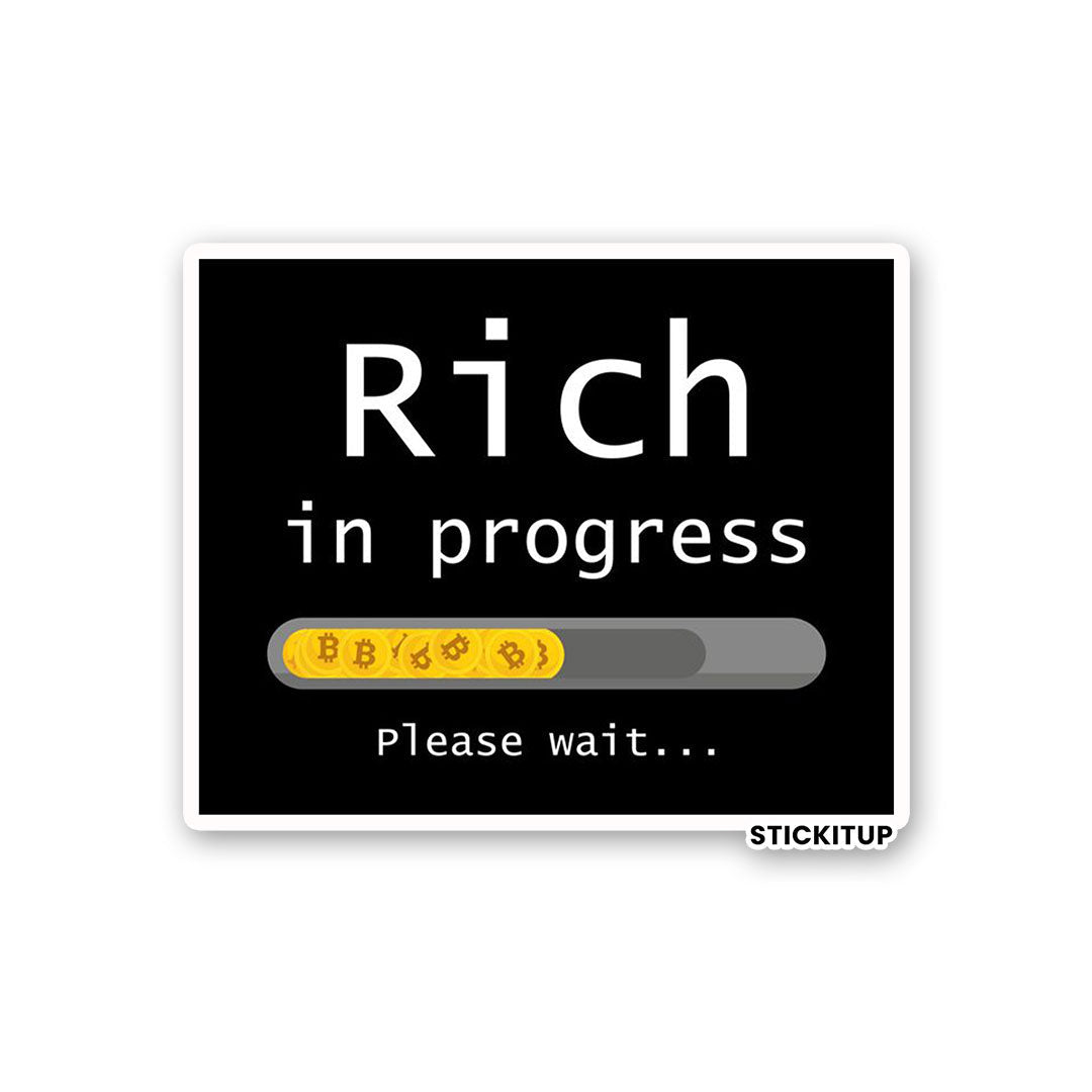 RICH IN PROGRESS Sticker waterproof vinyl decal for laptop, bike, car & bottle