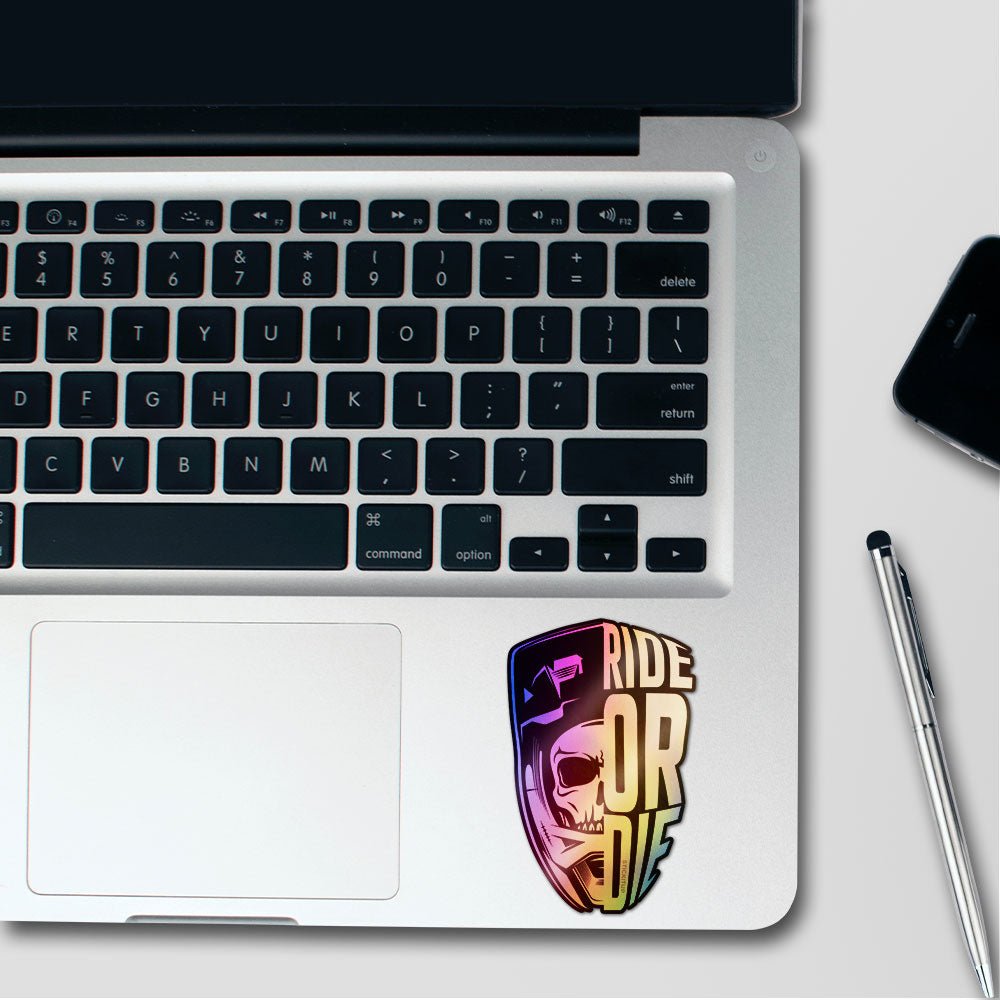 Ride or Die Skull Badge Holographic Stickers - Holographic stickers | STICK IT UP