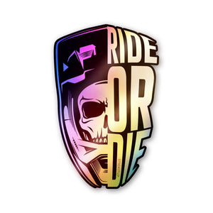 Ride or Die Skull Badge Holographic Stickers - Holographic stickers | STICK IT UP