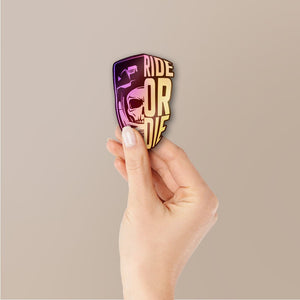 Ride or Die Skull Badge Holographic Stickers - Holographic stickers | STICK IT UP