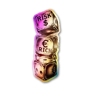 Risk Rich Sticker Holographic Stickers waterproof vinyl decal for laptop, bike, car & bottle