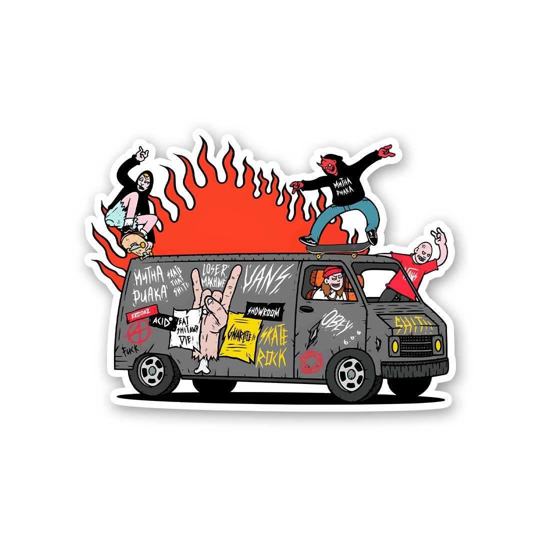 Rocking Van Sticker waterproof vinyl decal for laptop, bike, car & bottle