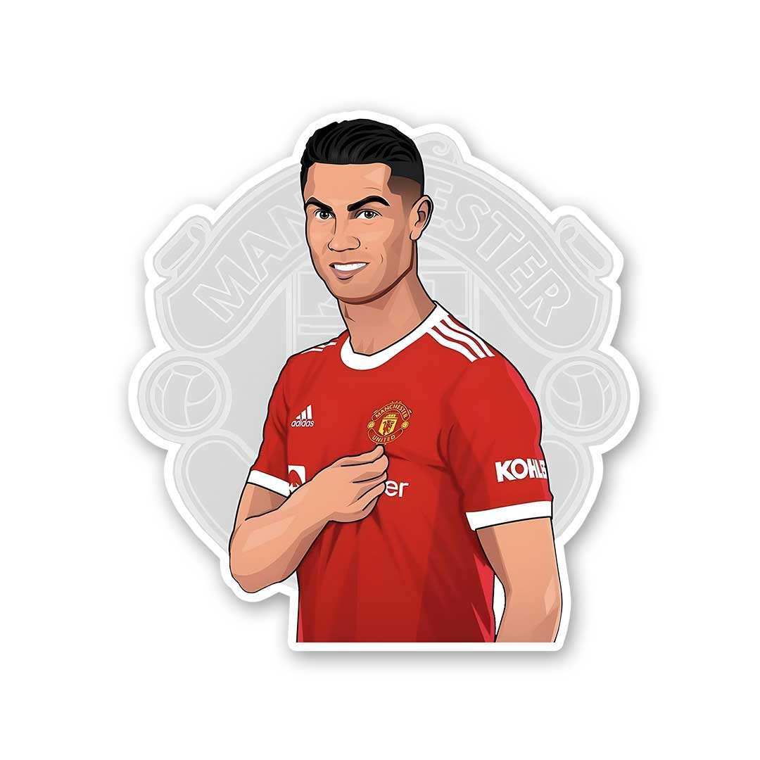 Ronaldo Manchester United Sticker waterproof vinyl decal for laptop, bike, car & bottle