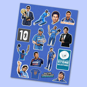 Sachin Tendulkar Sticker Sheet waterproof vinyl decal for laptop, bike, car & bottle
