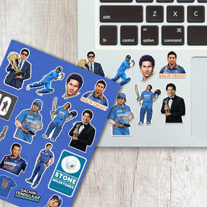 Sachin Tendulkar Sticker Sheet waterproof vinyl decal for laptop, bike, car & bottle