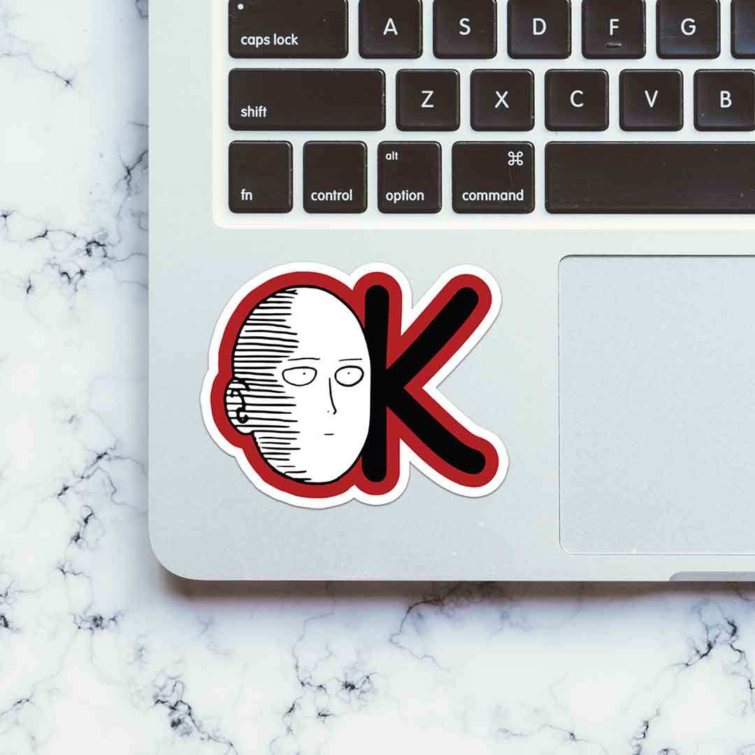 Saitama Ok Sticker waterproof vinyl decal for laptop, bike, car & bottle