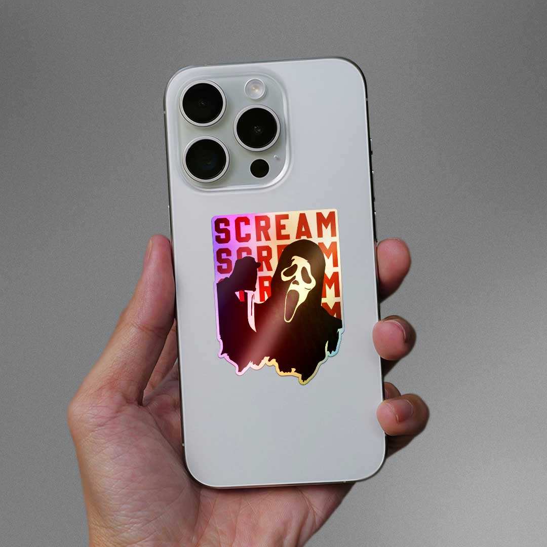 Scream Holographic Sticker waterproof vinyl decal for laptop, bike, car & bottle