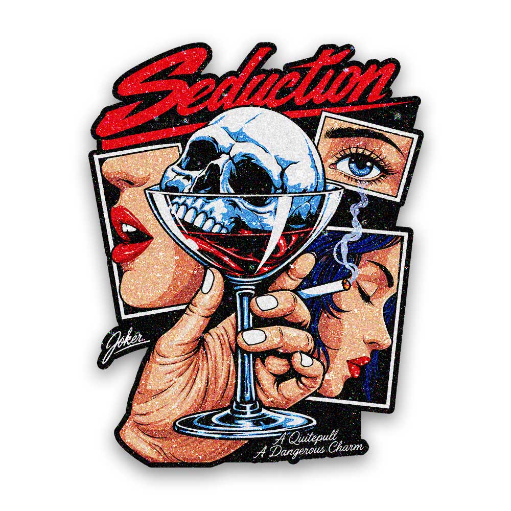 Seduction Skull Wine Glass Glitter Sticker - Glitter Stickers | STICK IT UP