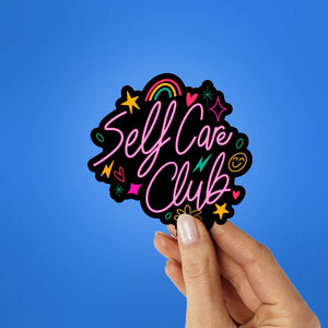 SELF CARE CLUB Sticker waterproof vinyl decal for laptop, bike, car & bottle