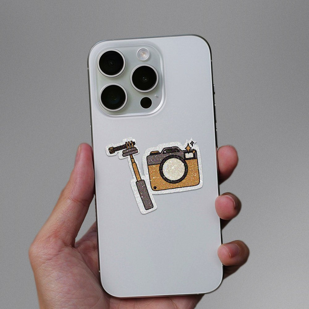 Self Service Sticker Camera Buy Selfie Camera Glitter Sticker Online | Premium Waterproof Vinyl ...
