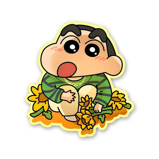 Shinchan With Sunflower Sticker - STICK IT UP